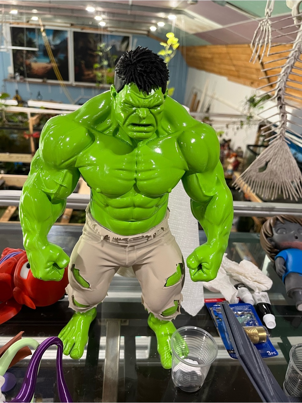 Marvel Bright Green Hulk Action Figure - Black Hair 3d printed